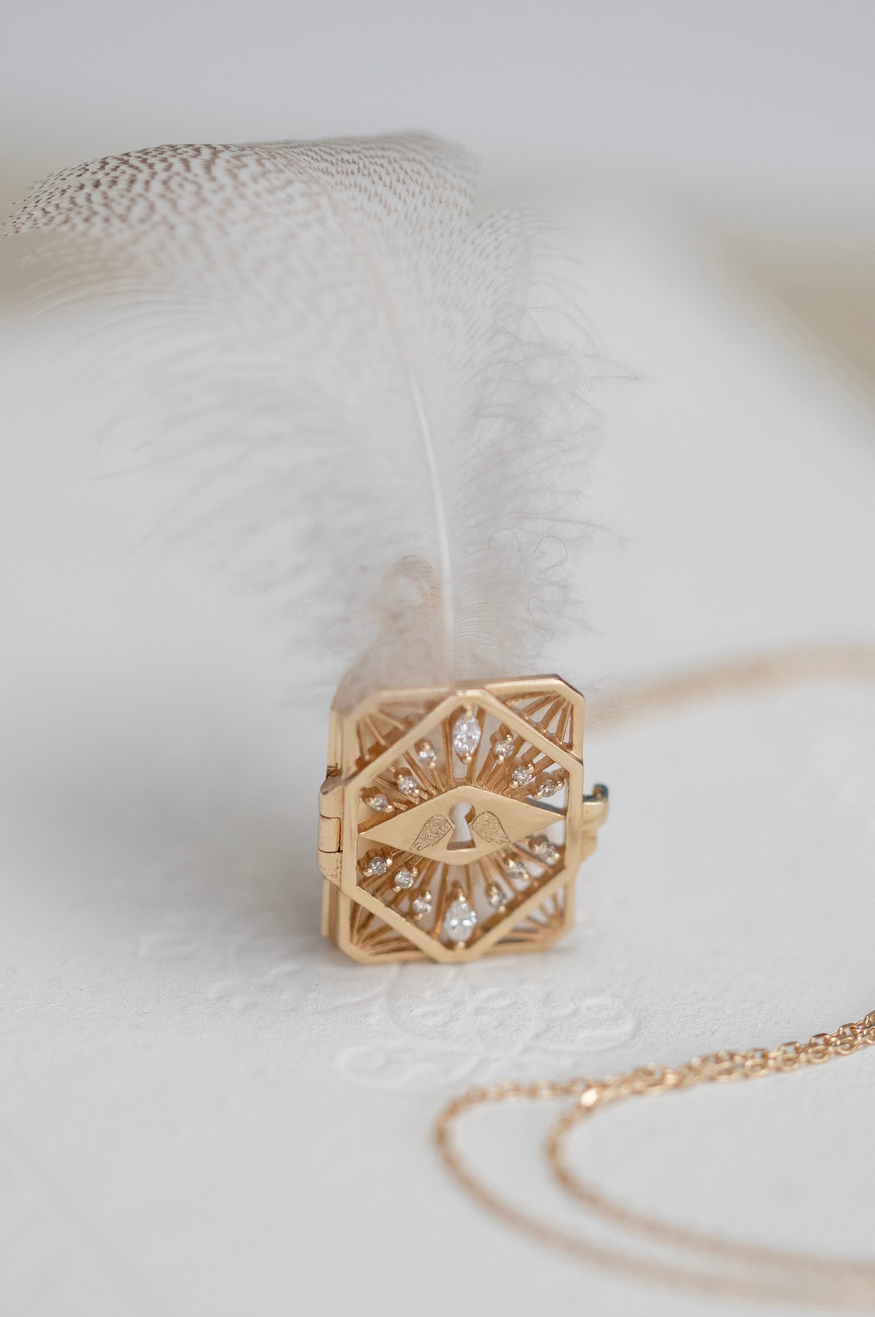 CELINE DAOUST | DIAMOND AND KEY OPEN BOOK CHAIN NECKLACE