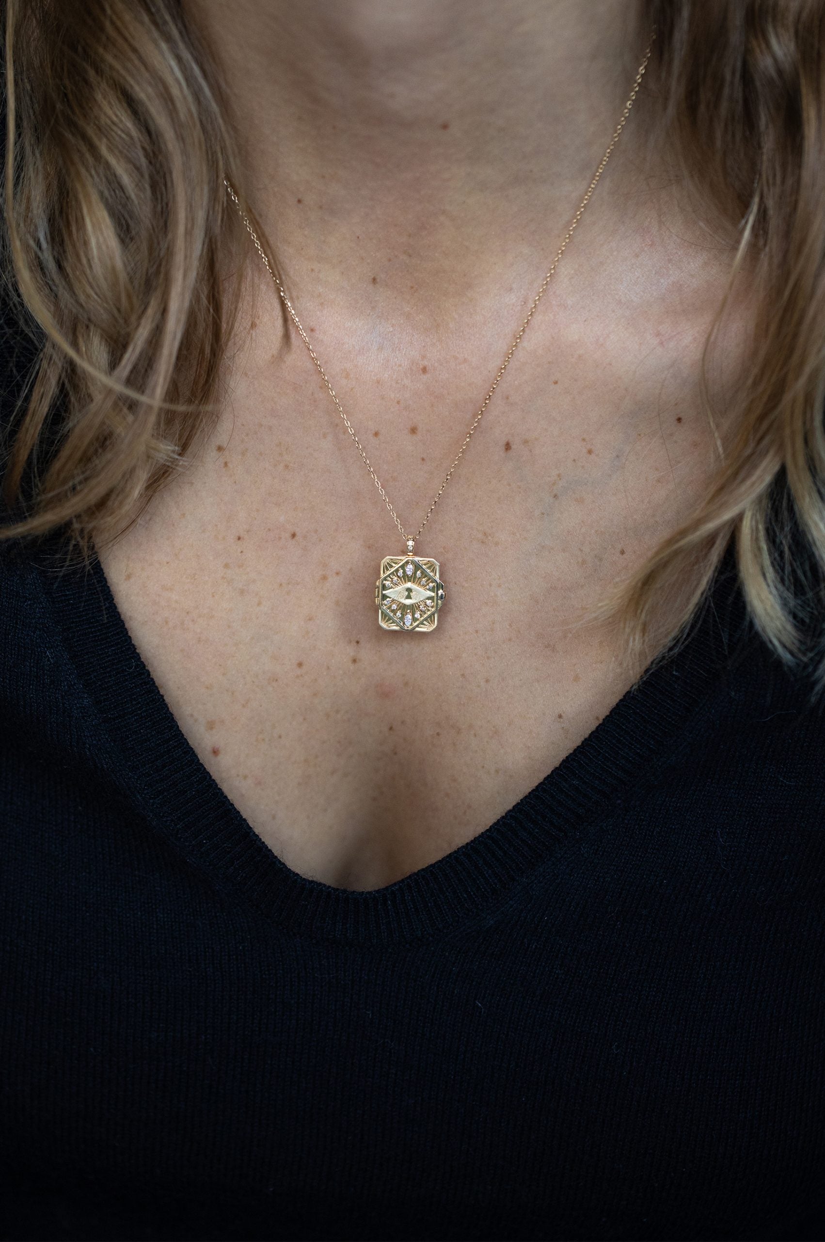 CELINE DAOUST | DIAMOND AND KEY OPEN BOOK CHAIN NECKLACE