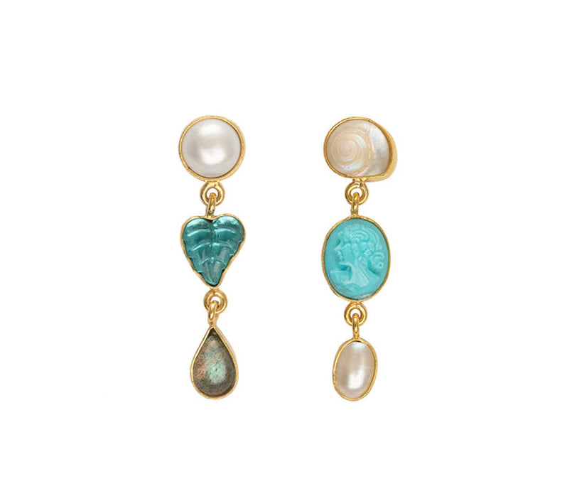 GRAINNE MORTON | Three Charm Moving Drop Earrings