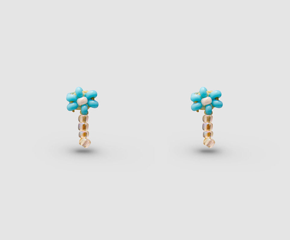 PURA UTZ | BLUE FLOWER STICK EARRINGS