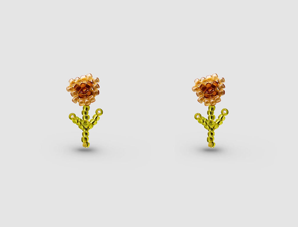 PURA UTZ | BROWN FLORECITA STICK EARRINGS