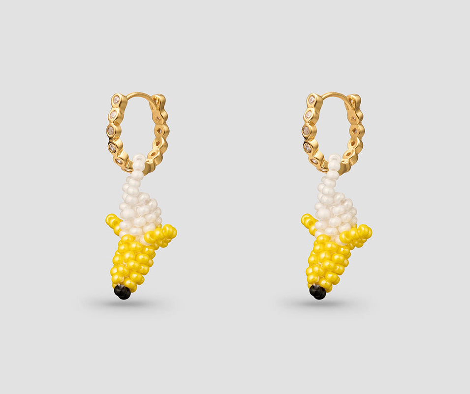 PURA UTZ | MINI BANANA EARRINGS WITH ZIRCONS