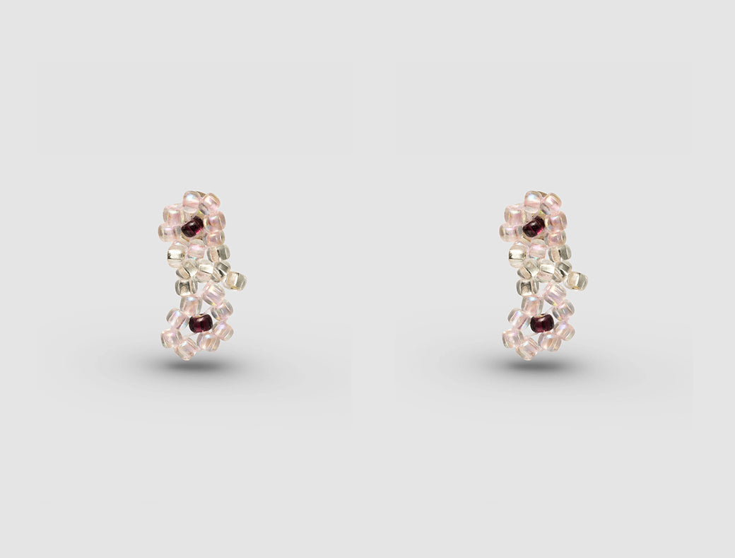 PURA UTZ | PINK FLOWER STICK EARRINGS