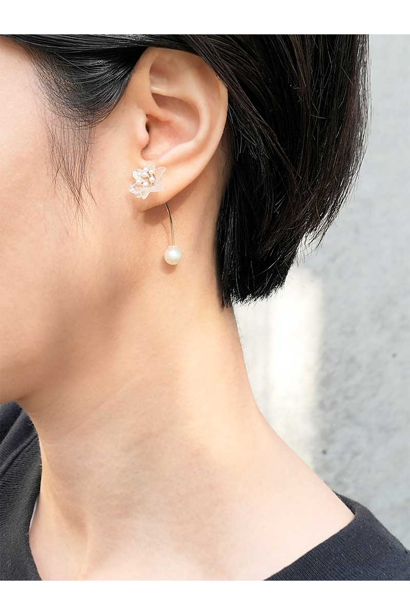 SIMMON SATO | CLEAR FLOWER LONG EARRING | LILY