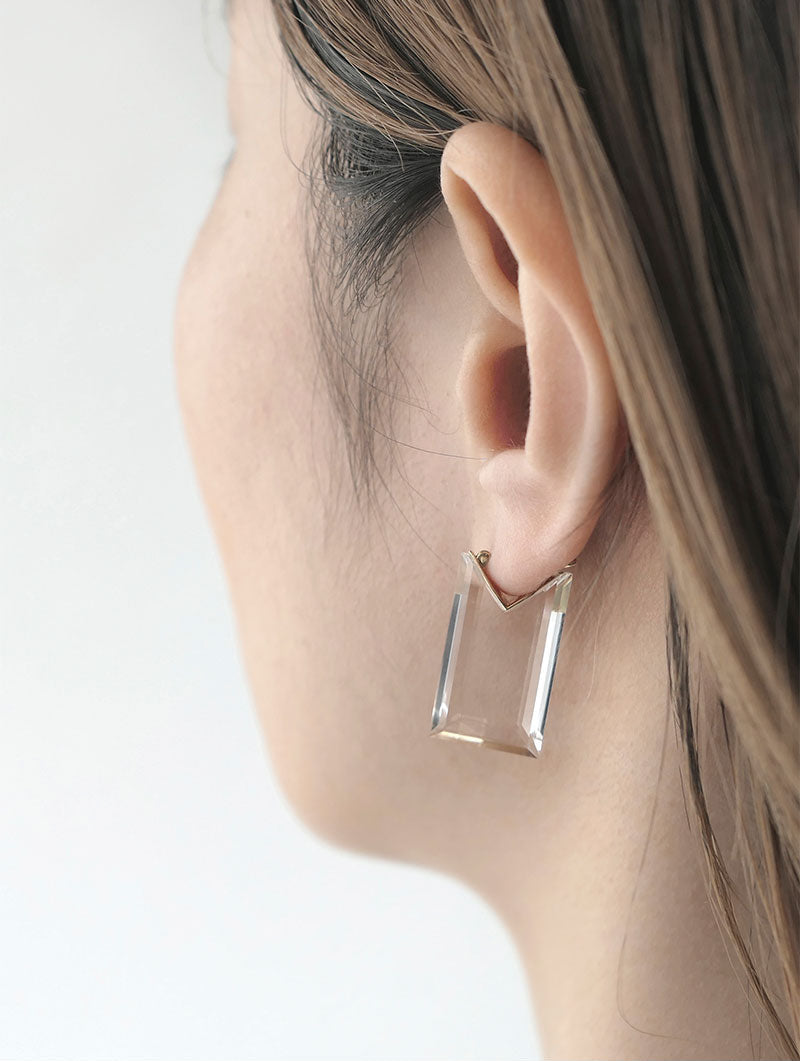 SIMMON SATO | RECTANGLE FLAT EARRINGS | SMALL
