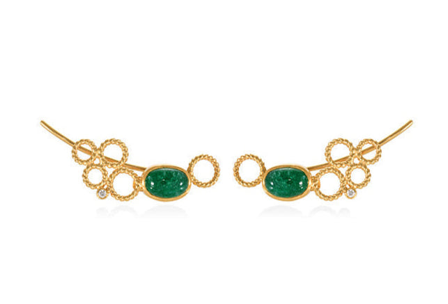 CHRISTINA SOUBLI  | Earrings with Emeralds and Diamonds