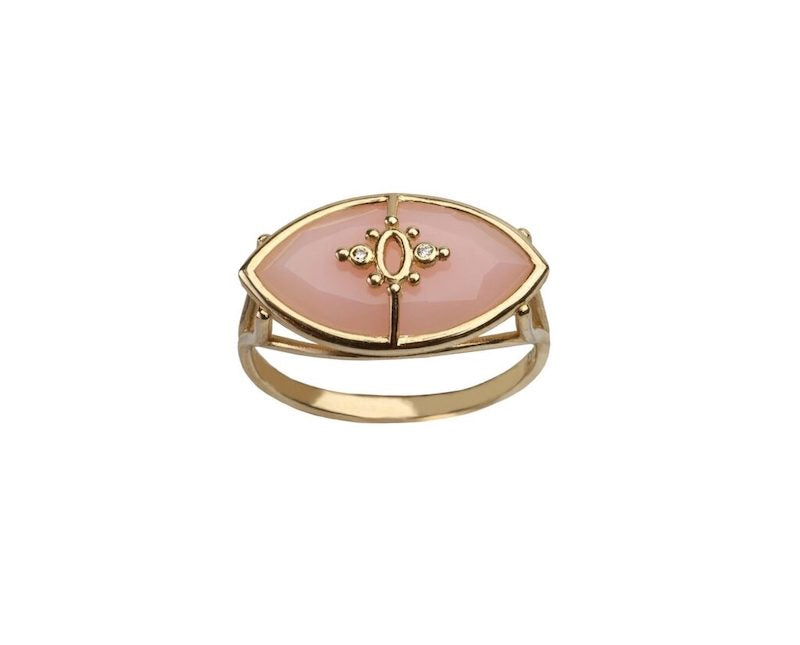 DANAI GIANNELLI | PARADISO PERDUTO – Solid Gold Eye Ring, Pink Opal & Diamonds