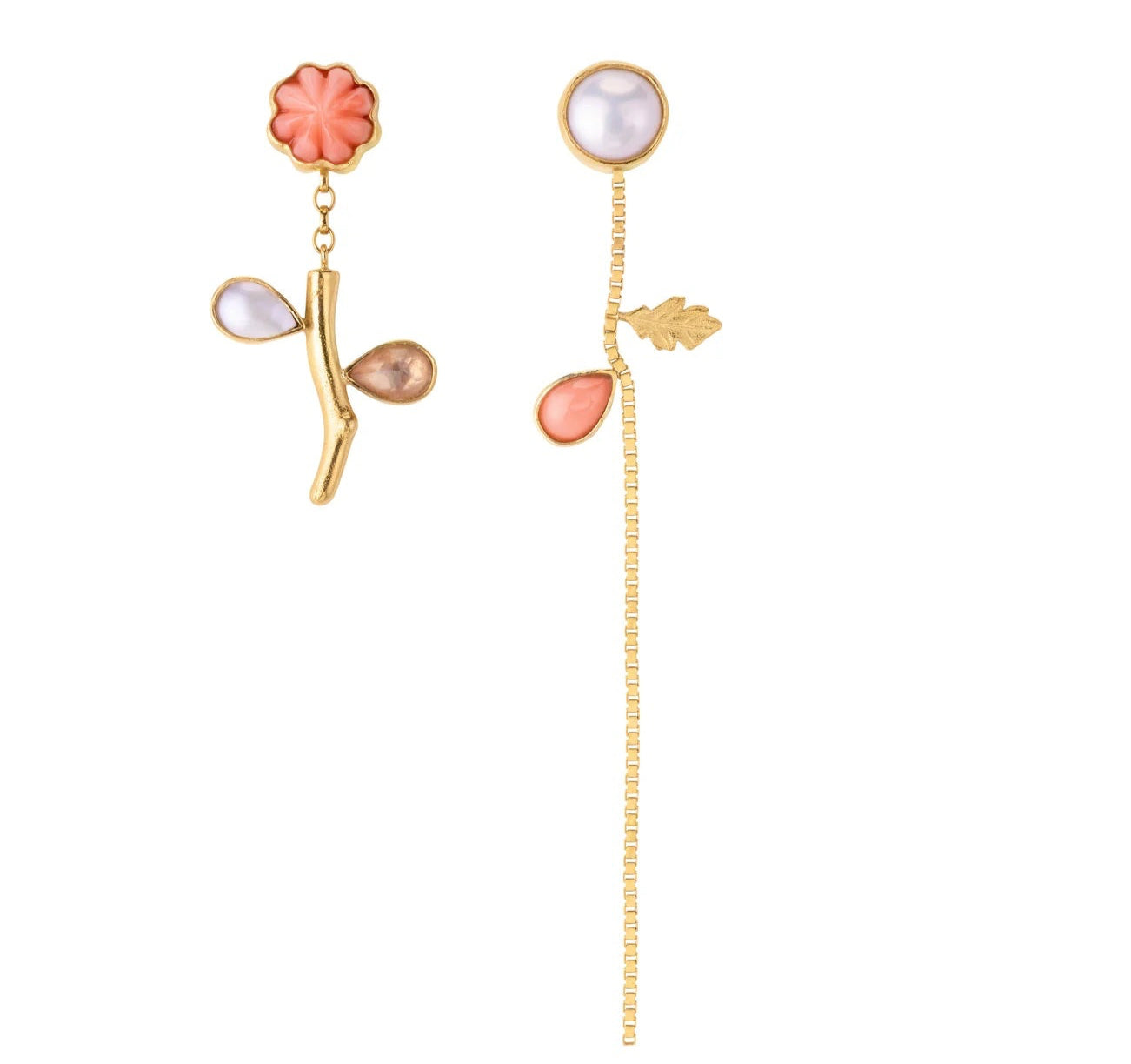 GRAINNE MORTON | FLOWER STEM & CHAIN DETACHABLE DROP EARRINGS