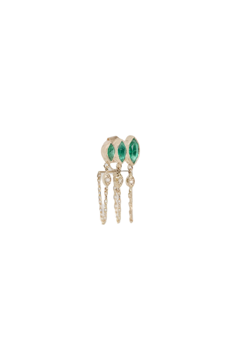 CELINE DAOUST | Triple Marquise Emeralds Chain Earring