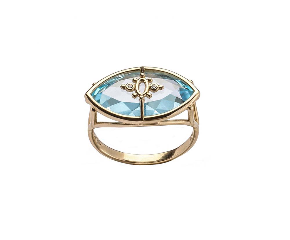 DANAI GIANNELLI | Paradiso Perduto Eye ring | Blue topaz & Diamonds