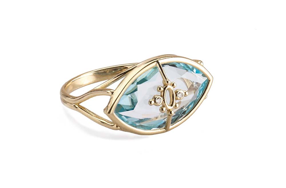 DANAI GIANNELLI | Paradiso Perduto Eye ring | Blue topaz & Diamonds