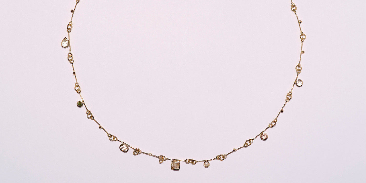 DORETTE | gouttes d'or multi stone necklace