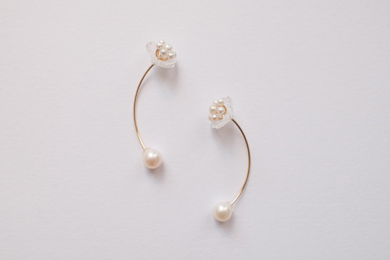 SIMMON SATO | CLEAR FLOWER LONG EARRINGS | ANEMONE