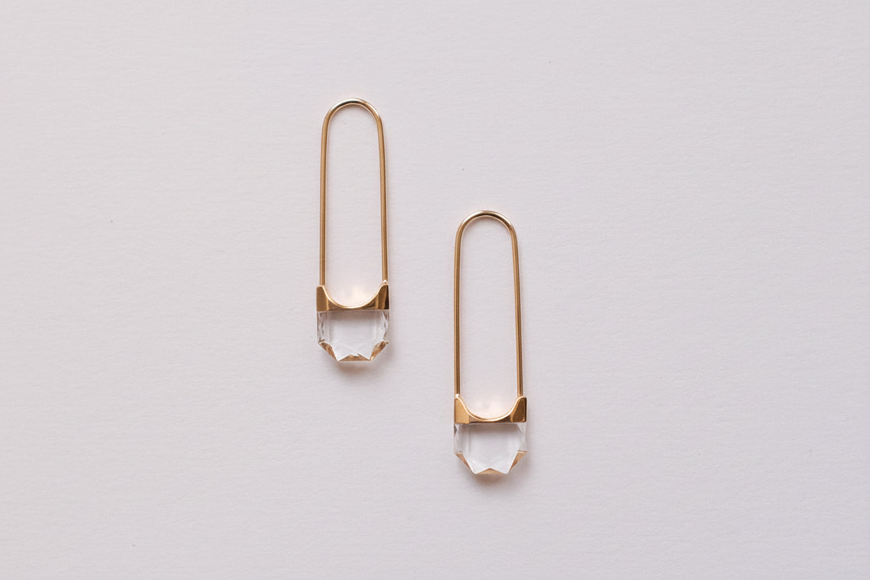 SIMMON SATO | DROP QUARTZ EARRINGS | HEXAGON SHORT