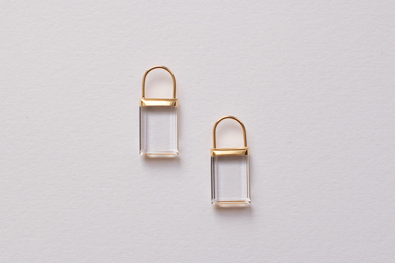 SIMMON SATO | HANG QUARTZ EARRINGS | RECTANGLE SHORT