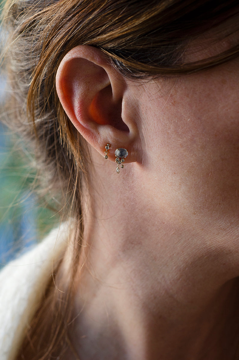 CELINE DAOUST | Moonstone and Diamond stud earring