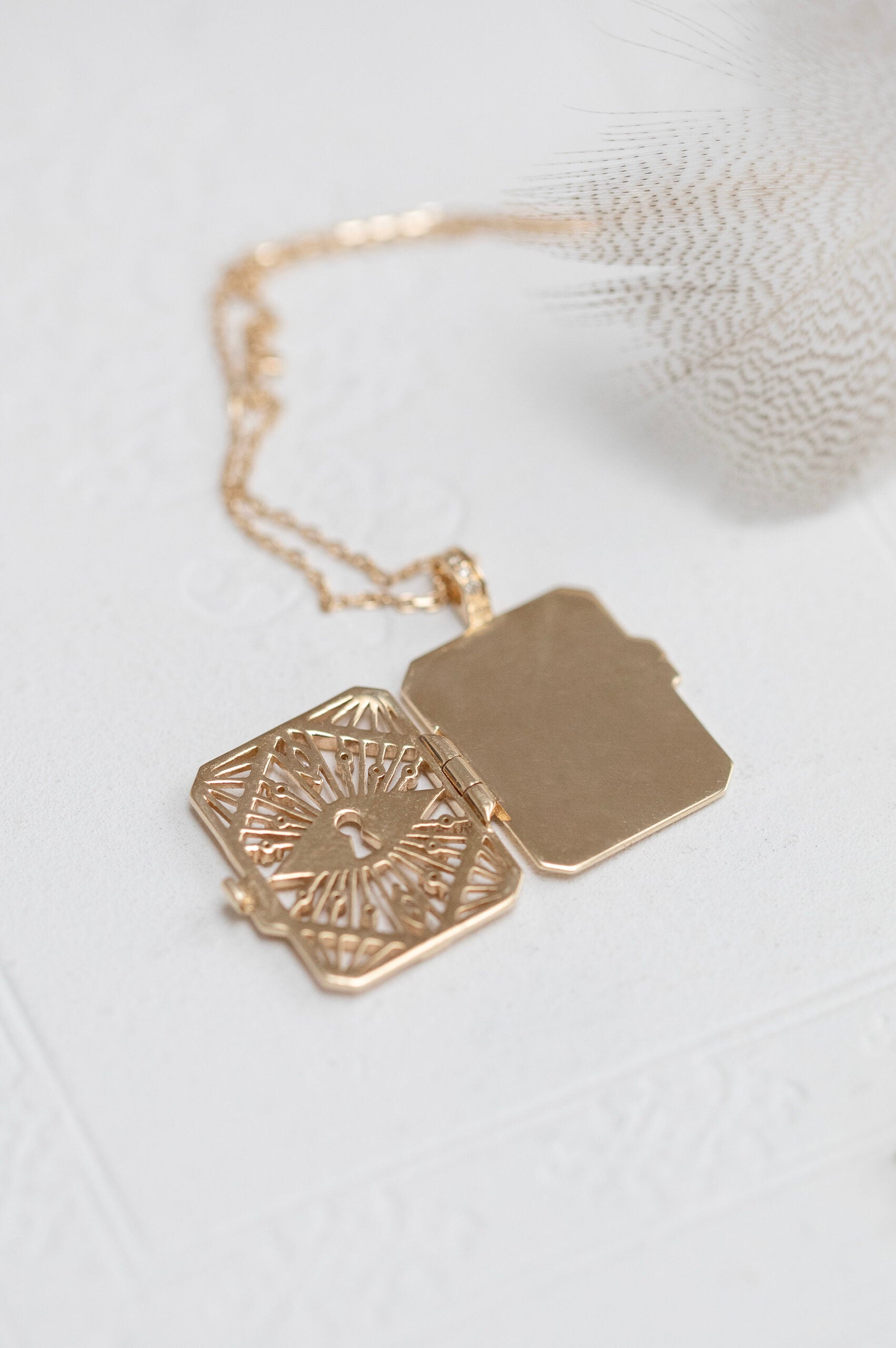 CELINE DAOUST | DIAMOND AND KEY OPEN BOOK CHAIN NECKLACE