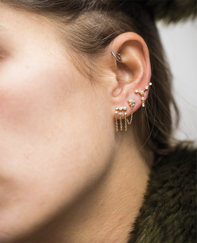 CELINE DAOUST | Triple Diamonds Constellation Chain earrings