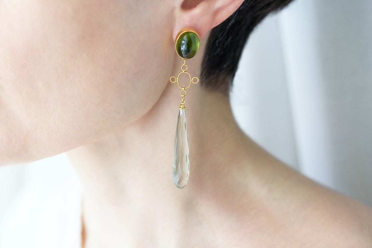 CHRISTINA SOUBLI | Drop earrings with Vesonite and Lemon quartz