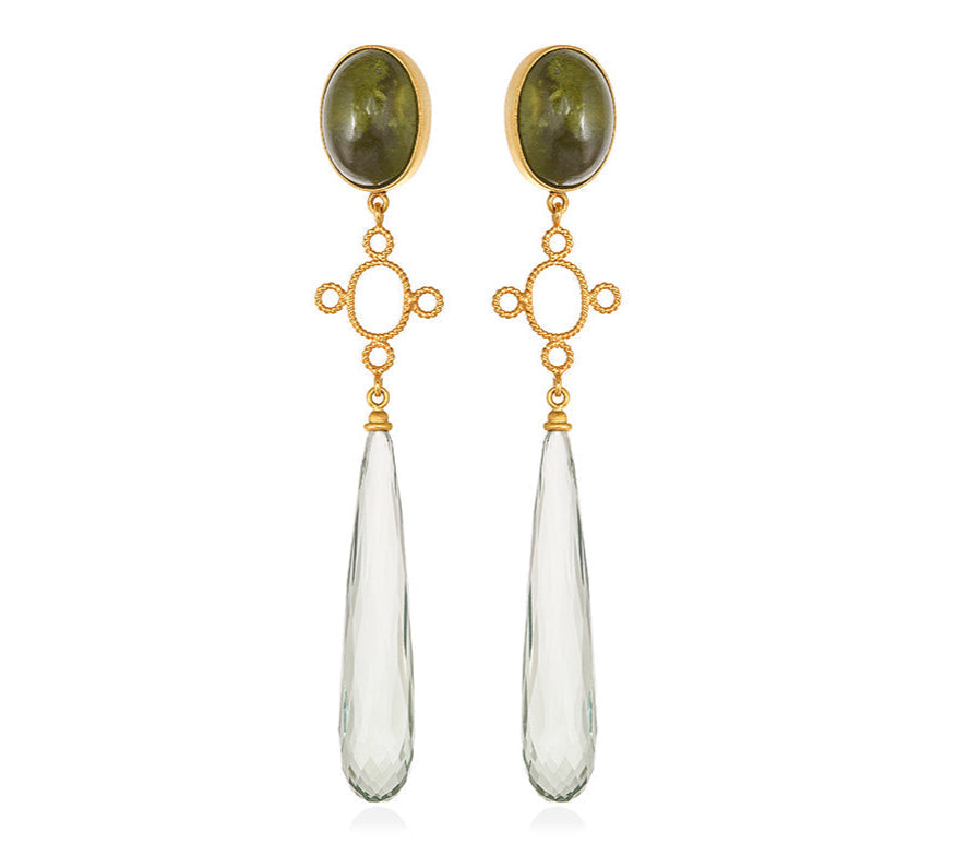 CHRISTINA SOUBLI | Drop earrings with Vesonite and Lemon quartz