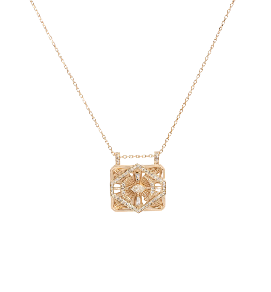CELINE DAOUST | LOSANGE DIAMONDS & MOONS RECTANGLE CHAIN NECKLACE