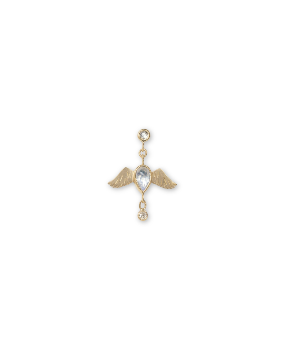 CELINE DAOUST | Pear Moonstone Bird & Diamonds Earrings