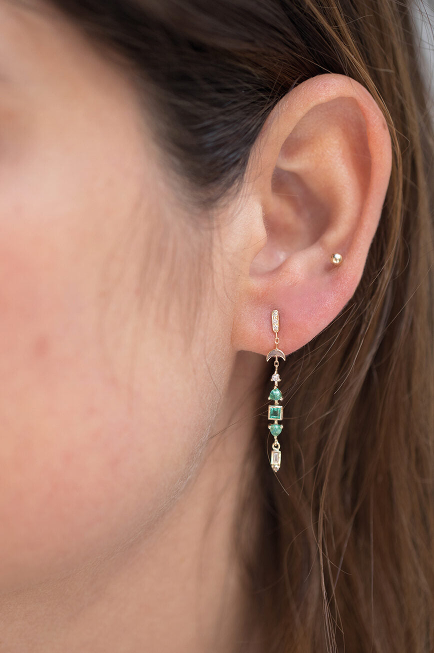 CELINE DAOUST |  Emeralds & diamonds totem earrings