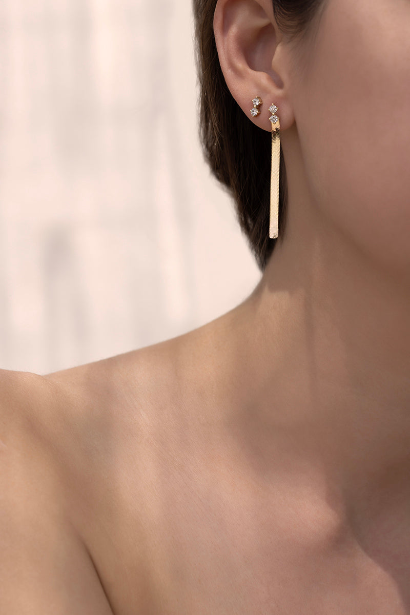 AVALON | Earring two Lab grown diamonds with dangling chain