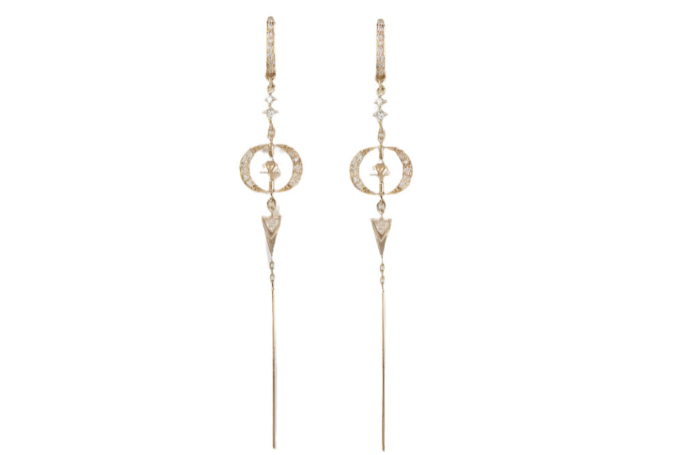 CELINE DAOUST | Moon diamonds merkabah long earrings