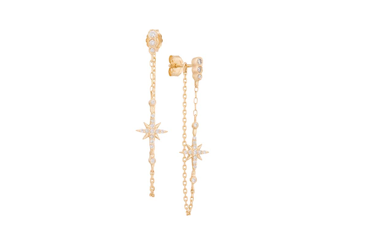 CELINE DAOUST | North star and diamonds long chain earrings