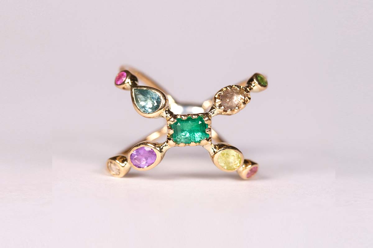 Dorette | Croisée multi-stone ring