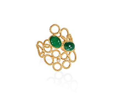 CHRISTINA SOUBLI  | Gold Ring with Emeralds and Diamonds