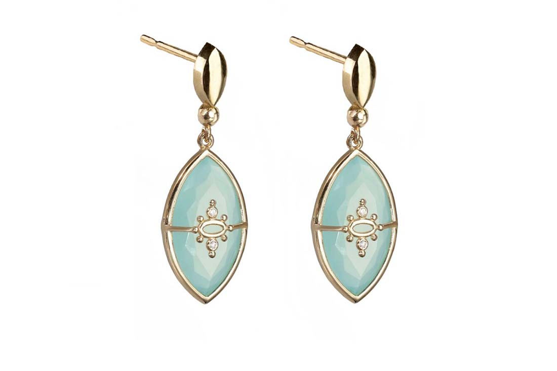 DANAI GIANNELLI | Paradiso Perduto earrings | aqua blue chalcedony