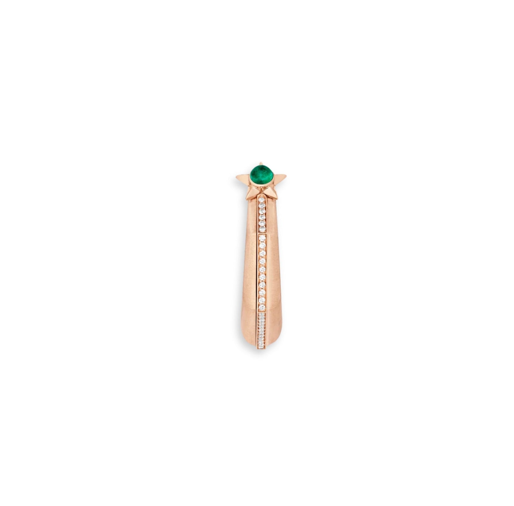 MARIE LICHTENBERG | Baba large rose gold earrings with diamonds and emerald