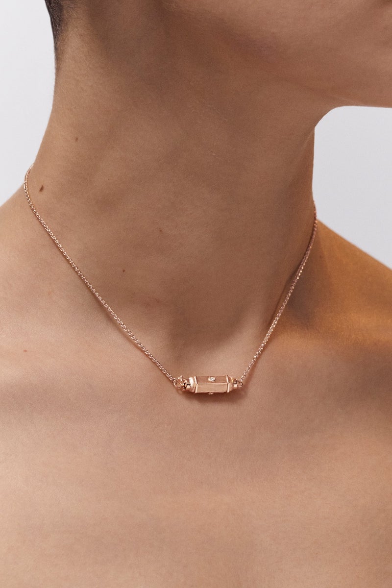 MARIE LICHTENBERG | Micro Locket Coco Diamond Necklace in Rose Gold