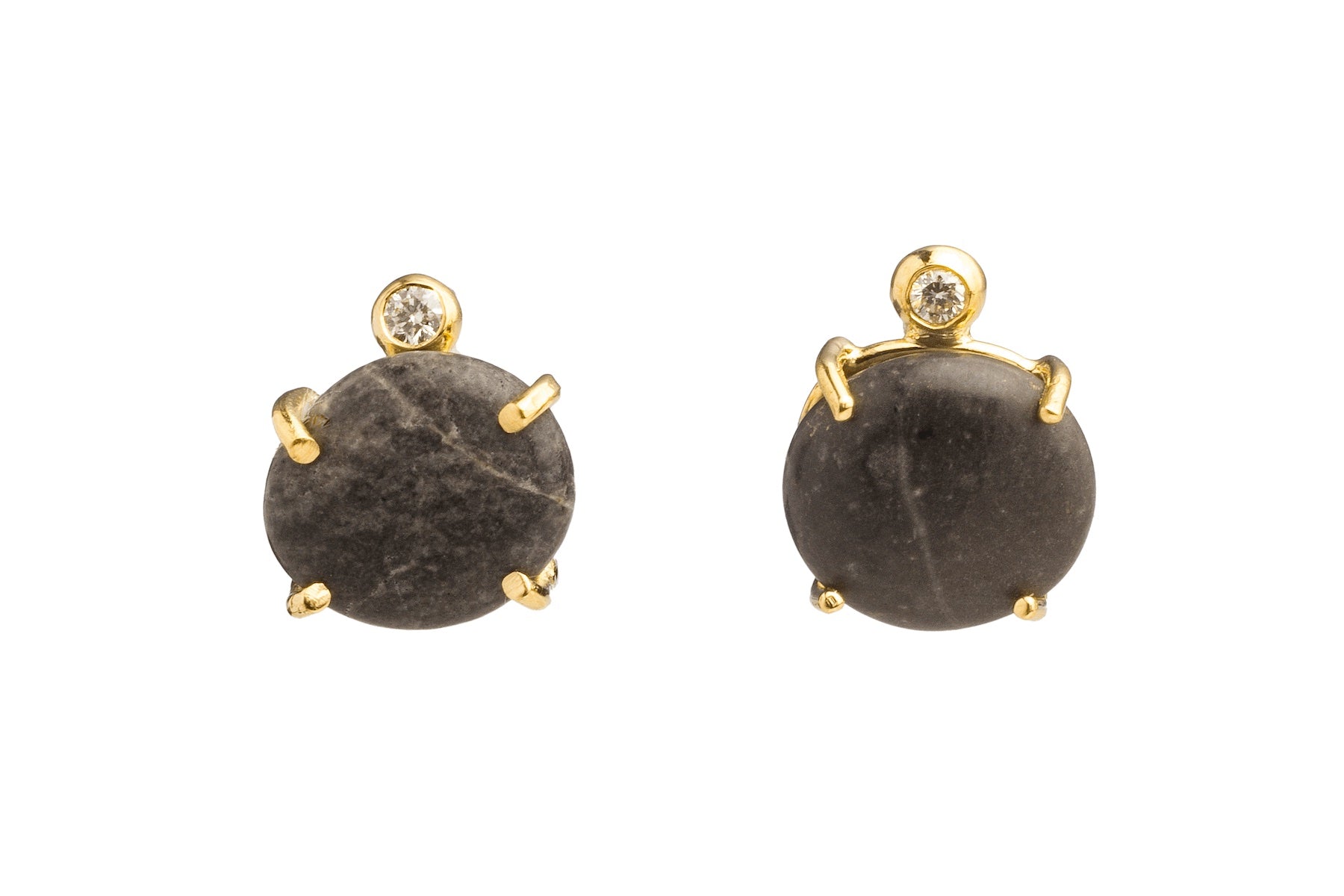 DOLLY BOUCOYANNIS | Pebble Earrings with Gold Binding and diamonds.