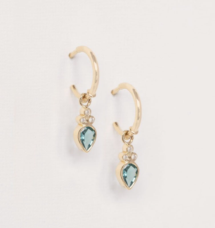 CELINE DAOUST| Dangling Tourmaline Eye & Diamonds hoop earring