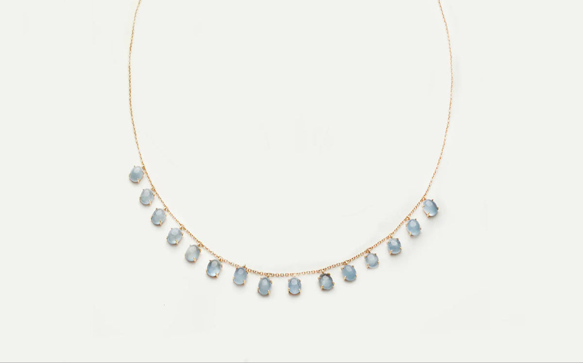 WE BY WHITEBIRD | Dancing drop necklace | aquamarines